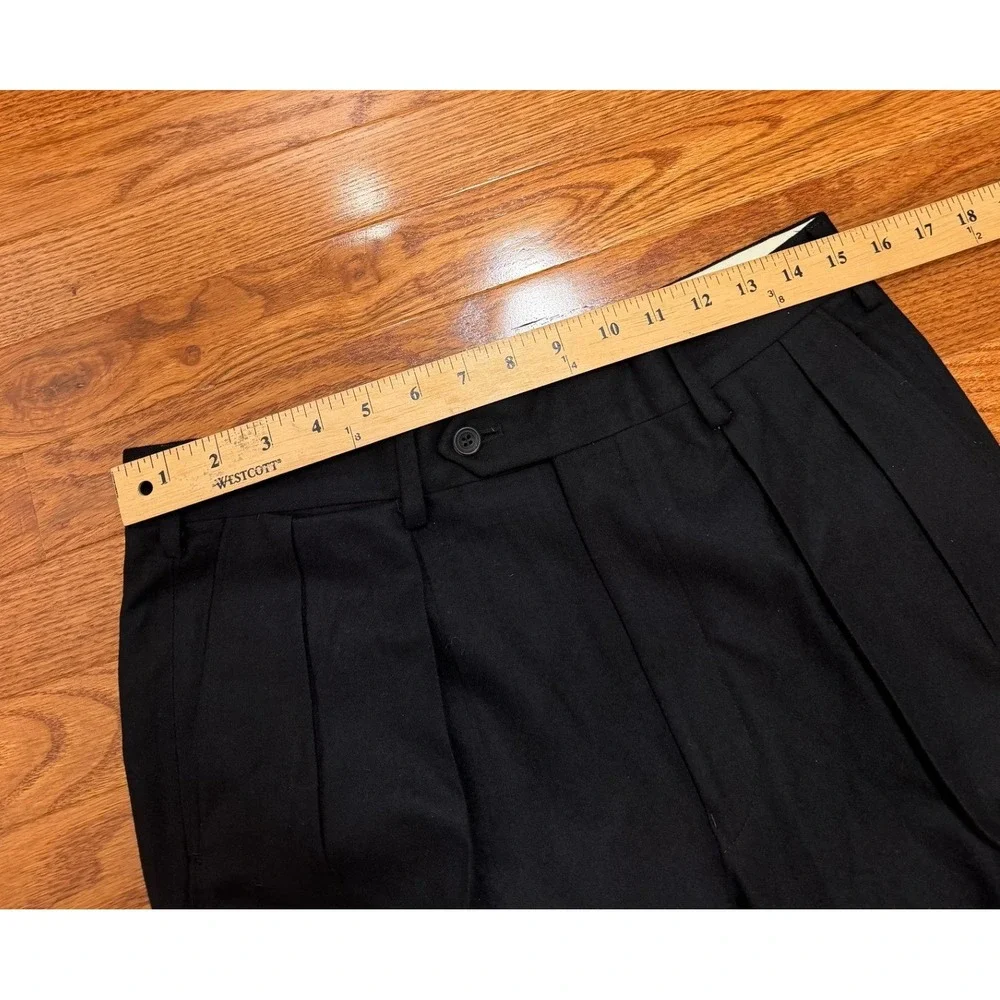 Paul Stuart Dress Pants Fits Mens 30x29 Black Wool Pleated Cuffed Italy Canada